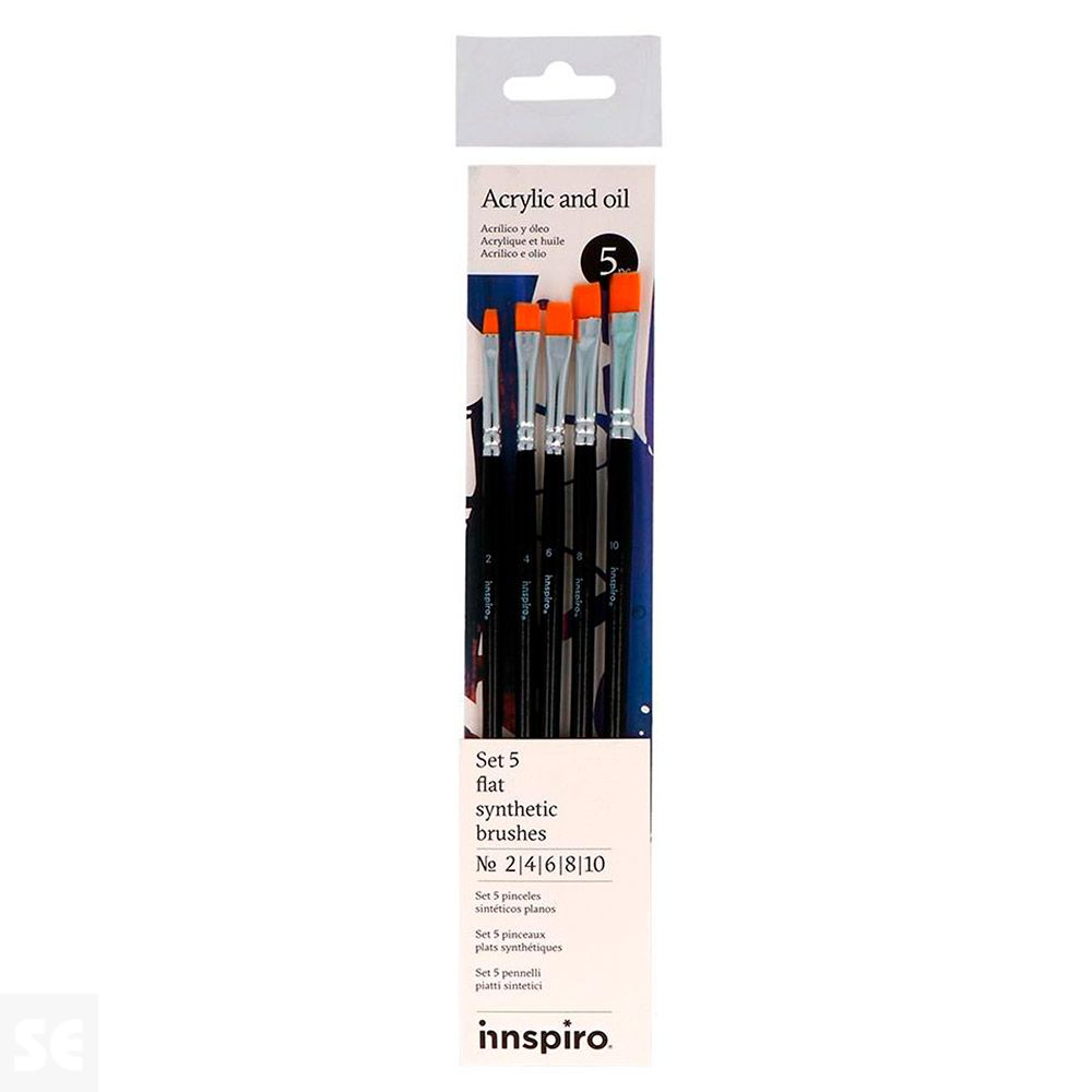 Set 5 Pinceles Sintéticos Planos Nº 2, 4, 6, 8, 10