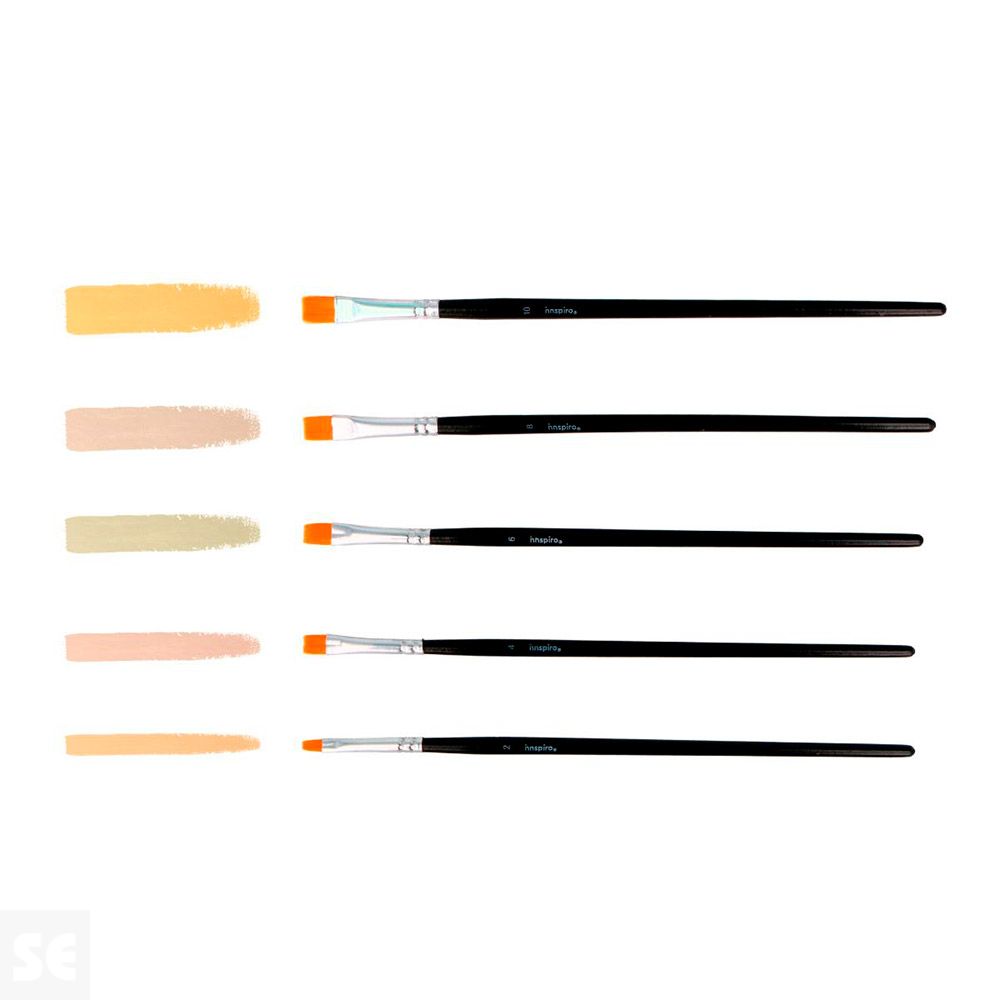 Set 5 Pinceles Sintéticos Planos Nº 2, 4, 6, 8, 10