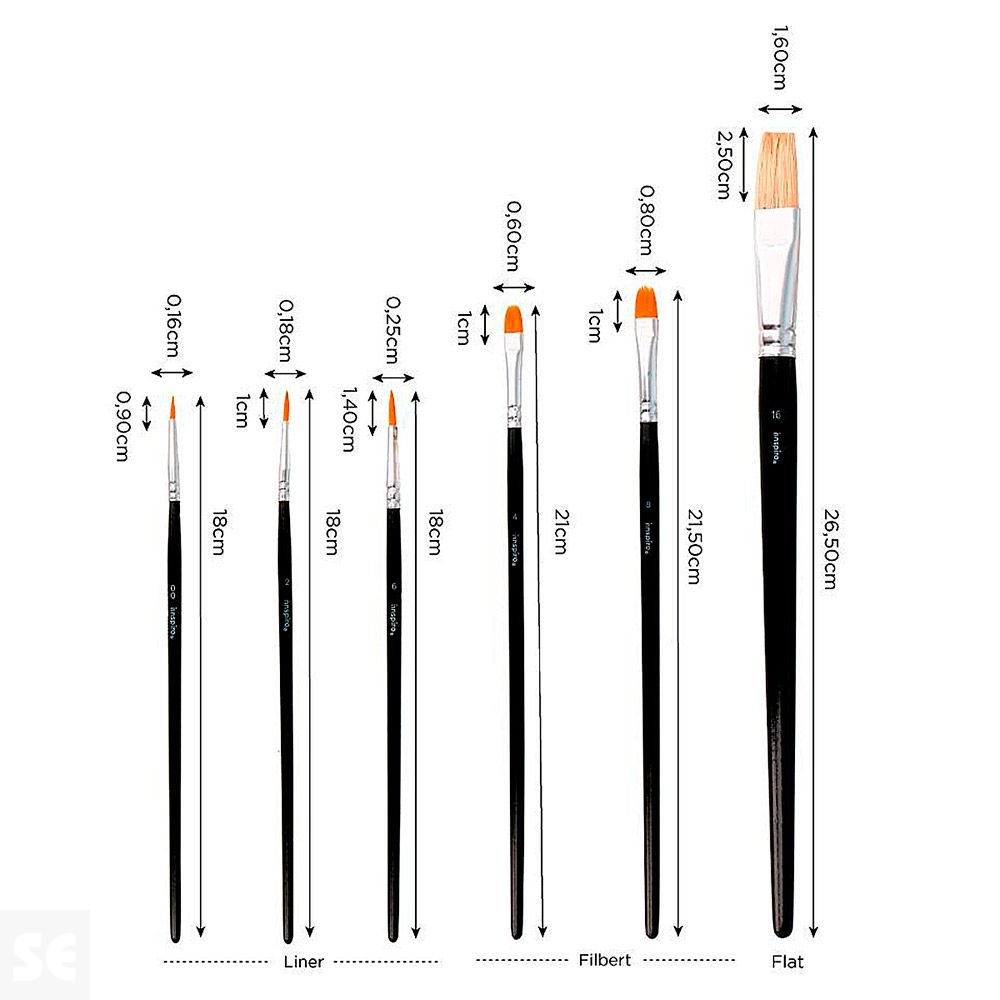 Set 6 Pinceles Sintéticos, Cerda Variados
