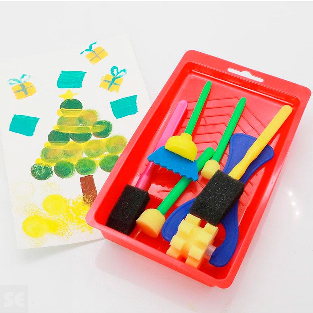 Kit Rodillos, Pinceles y Formas Espuma Variadas con Bandeja