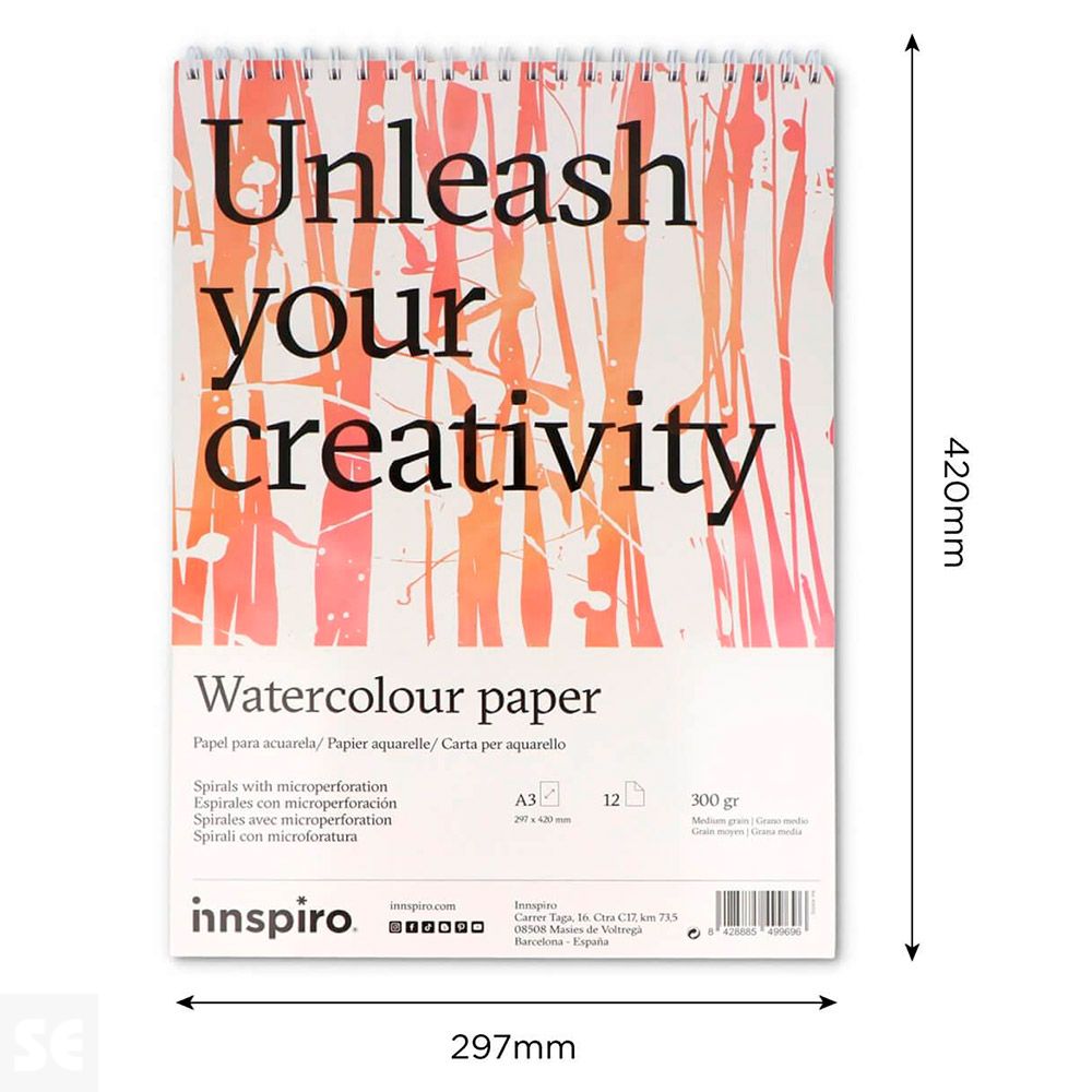 Bloc Papel Acuarela A3 12 Páginas 300g. 800502