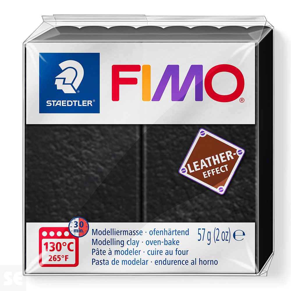 Fimo Pastilla Leather-Effect Negro 57g