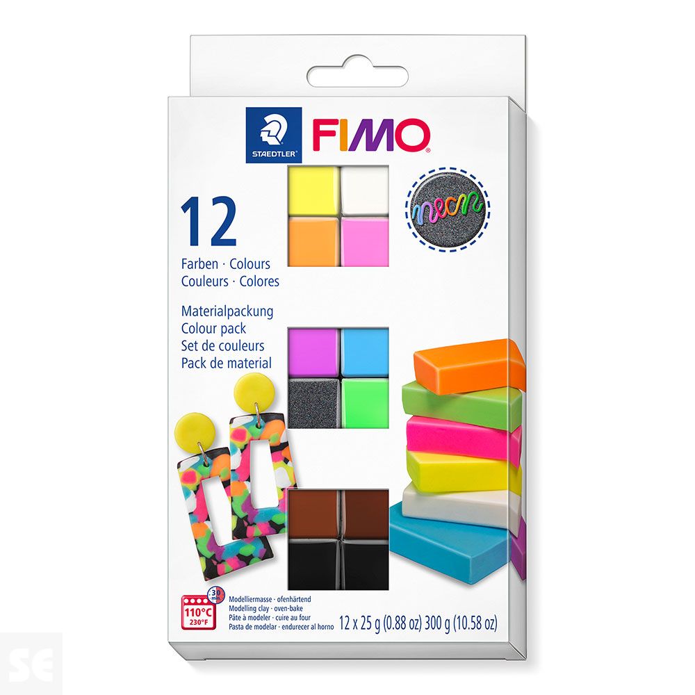 Colour Neon Fimo Effect 12 Medias Pastillas