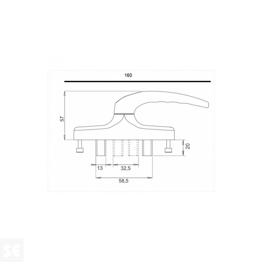 Manillapuerta Cremona 2 Palas Negra