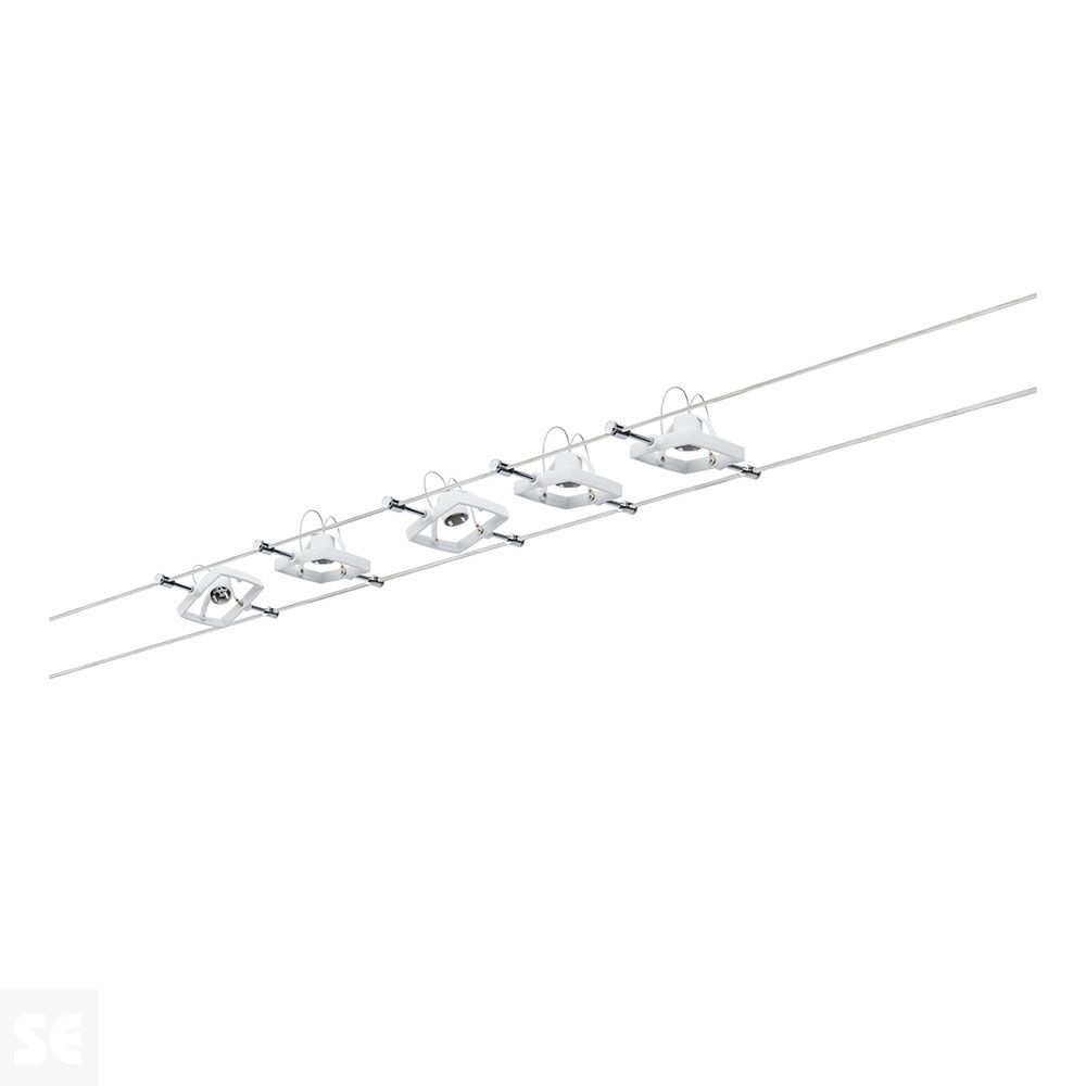 Sistema de Cable Mac II Metall 5x10 W Gu5,3 Blanco  230/12v 60 va Ref.94134