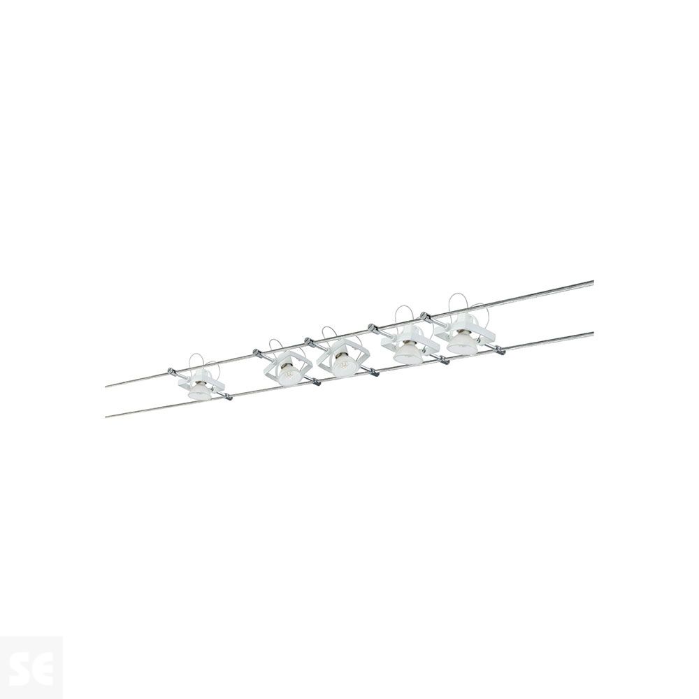 Sistema de Cable Mac II Metall 5x10 W Gu5,3 Blanco  230/12v 60 va Ref.94134