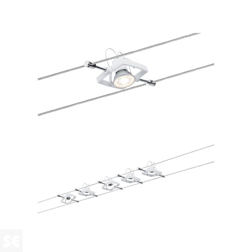 Sistema de Cable Mac II Metall 5x10 W Gu5,3 Blanco  230/12v 60 va Ref.94134