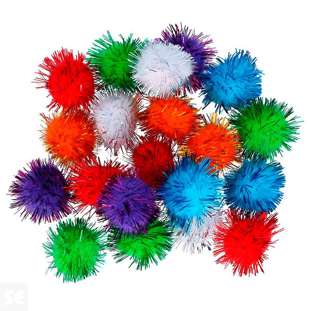 Pompones Brillantes Mix Colores Polipropileno 50 mm 50 uds.