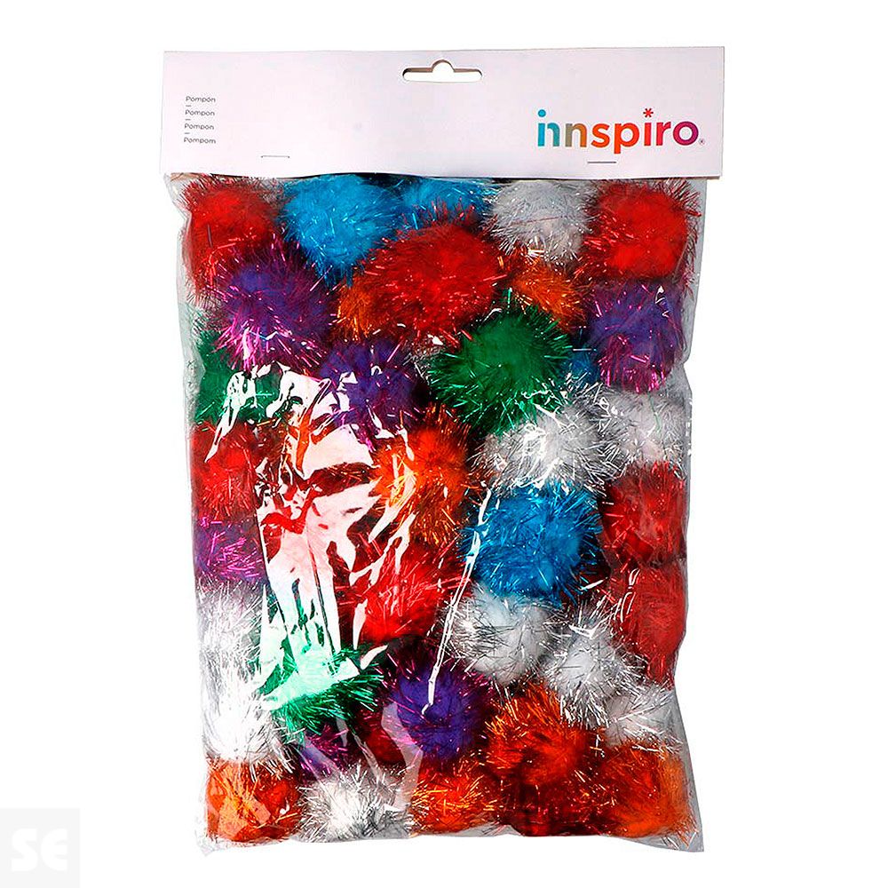 Pompones Brillantes Mix Colores Polipropileno 50 mm 50 uds.