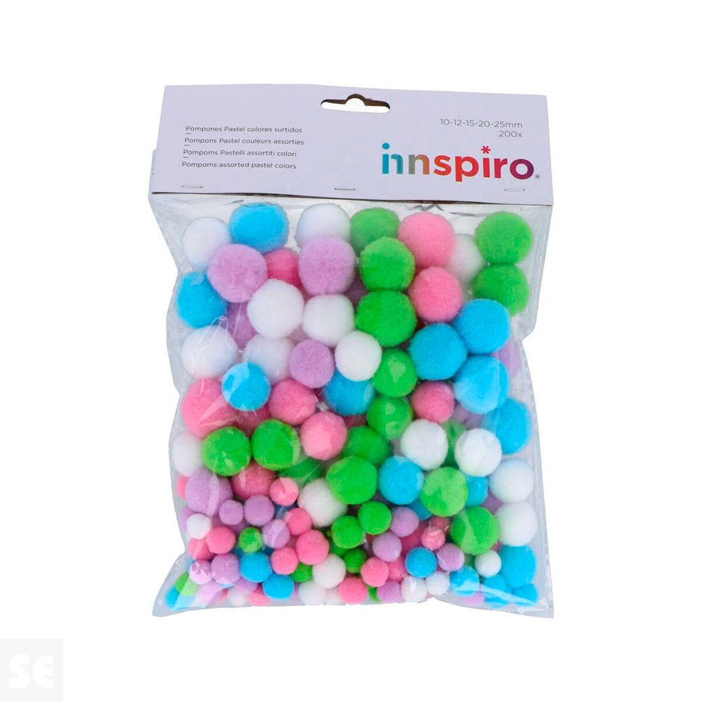 Pompones 99470 200u. Pastel Surt 10,12,15,20,25mm