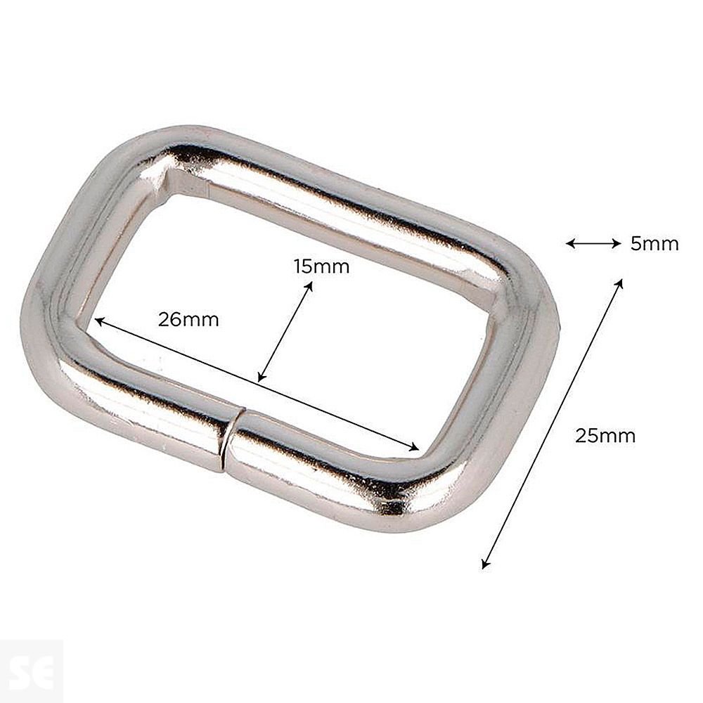 Anilla Rectangular Hierro Níquel 26 mm 5u.