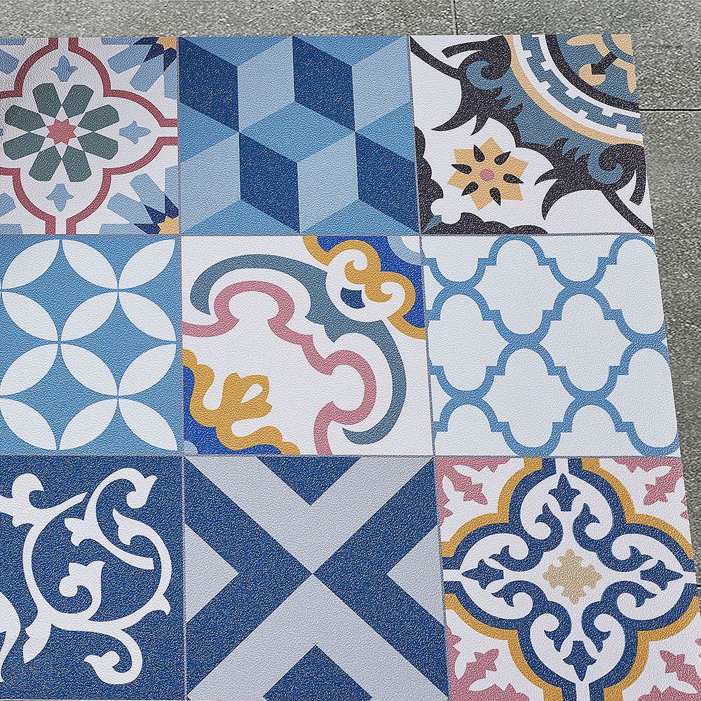 Alfombra Artdeco Vinílica Patch Azul 60x200