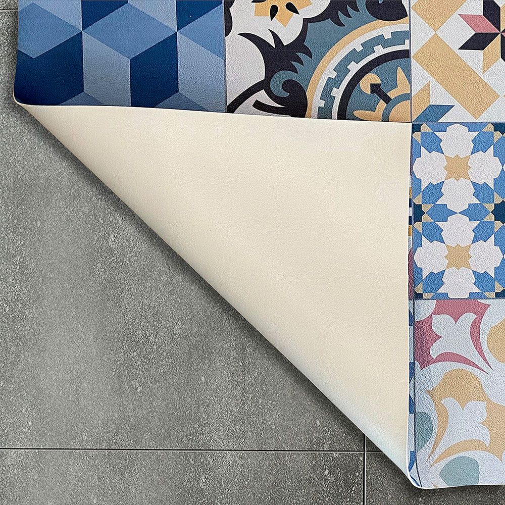 Alfombra Artdeco Vinílica Patch Azul 60x200