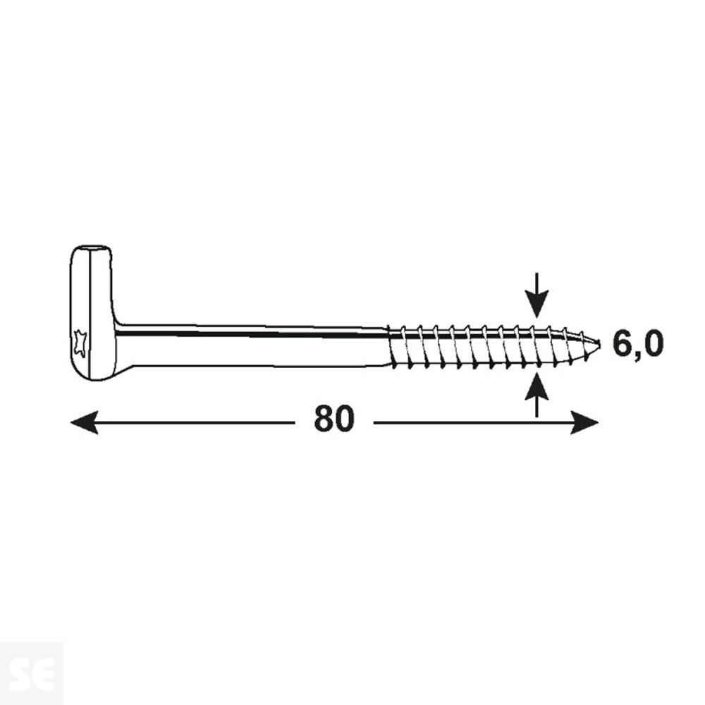 Alcayata Madera Cincada 6,0x80 mm Ph (8 uds.)