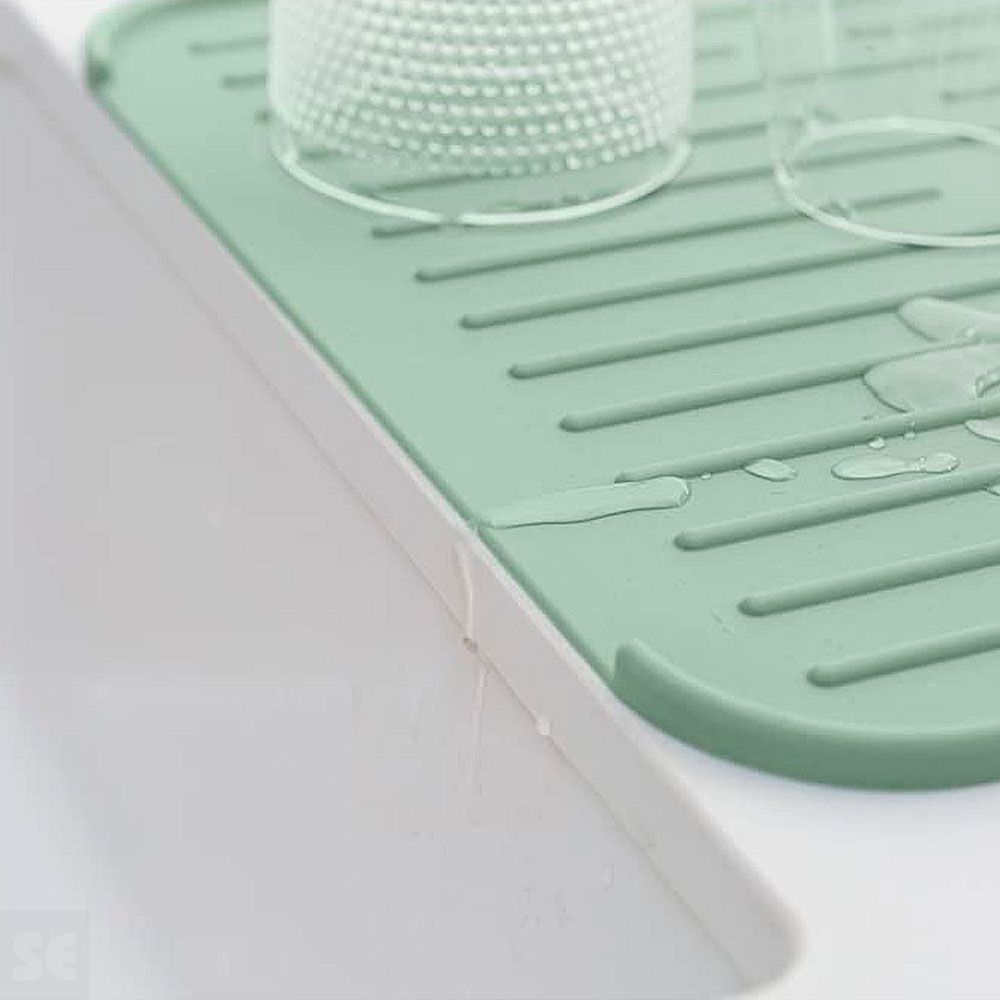 Alfombrilla Escurreplatos Jade Green Silicona 44x32 cm