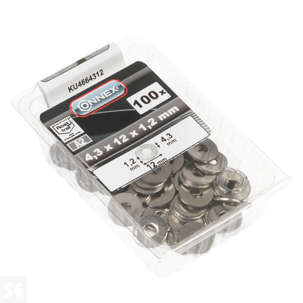 Arandela Inox 4,3x12x1,2 A2 (100u.)