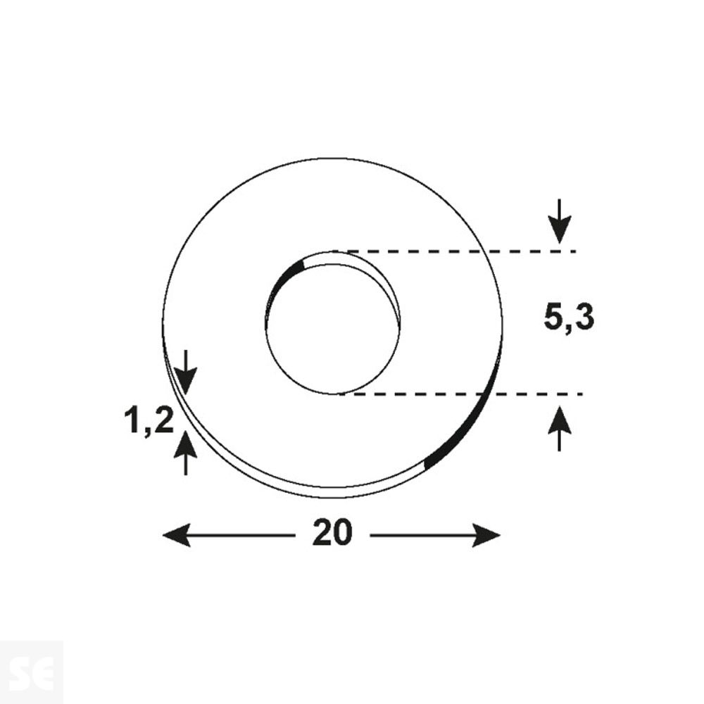 Arandela Cincada 5,3x20x1,2 mm Vz (60 uds.)