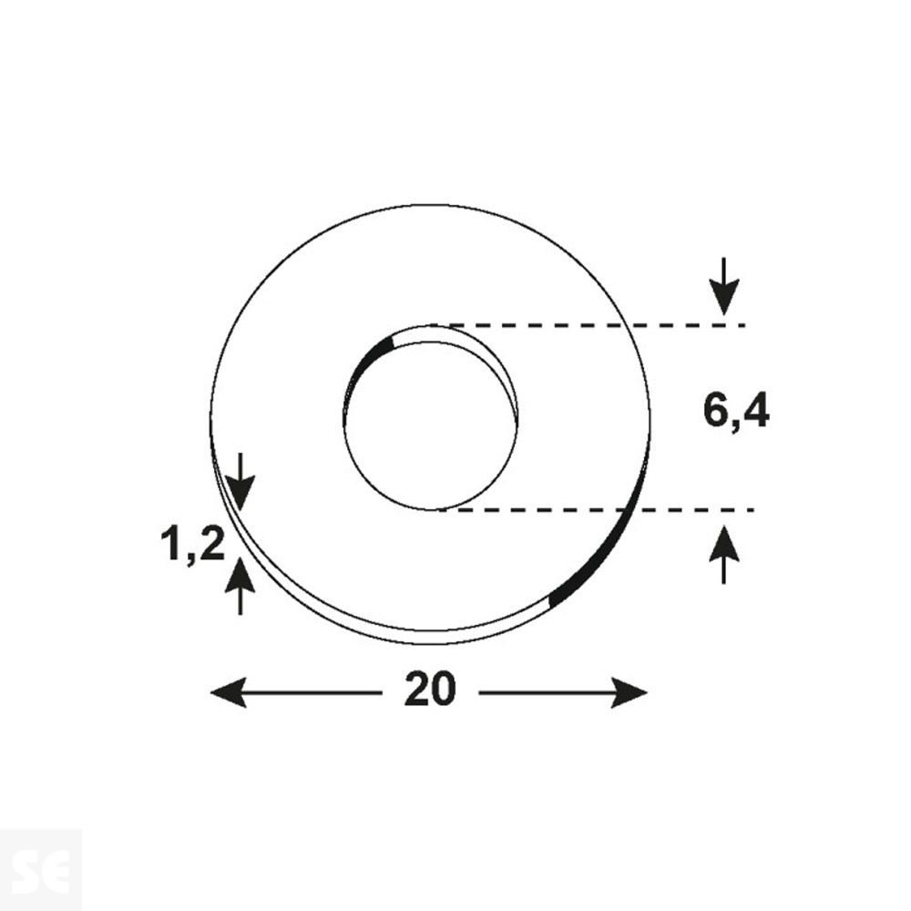 Arandela Cincada 6,4x20x1,2 mm Vz (60 uds.)