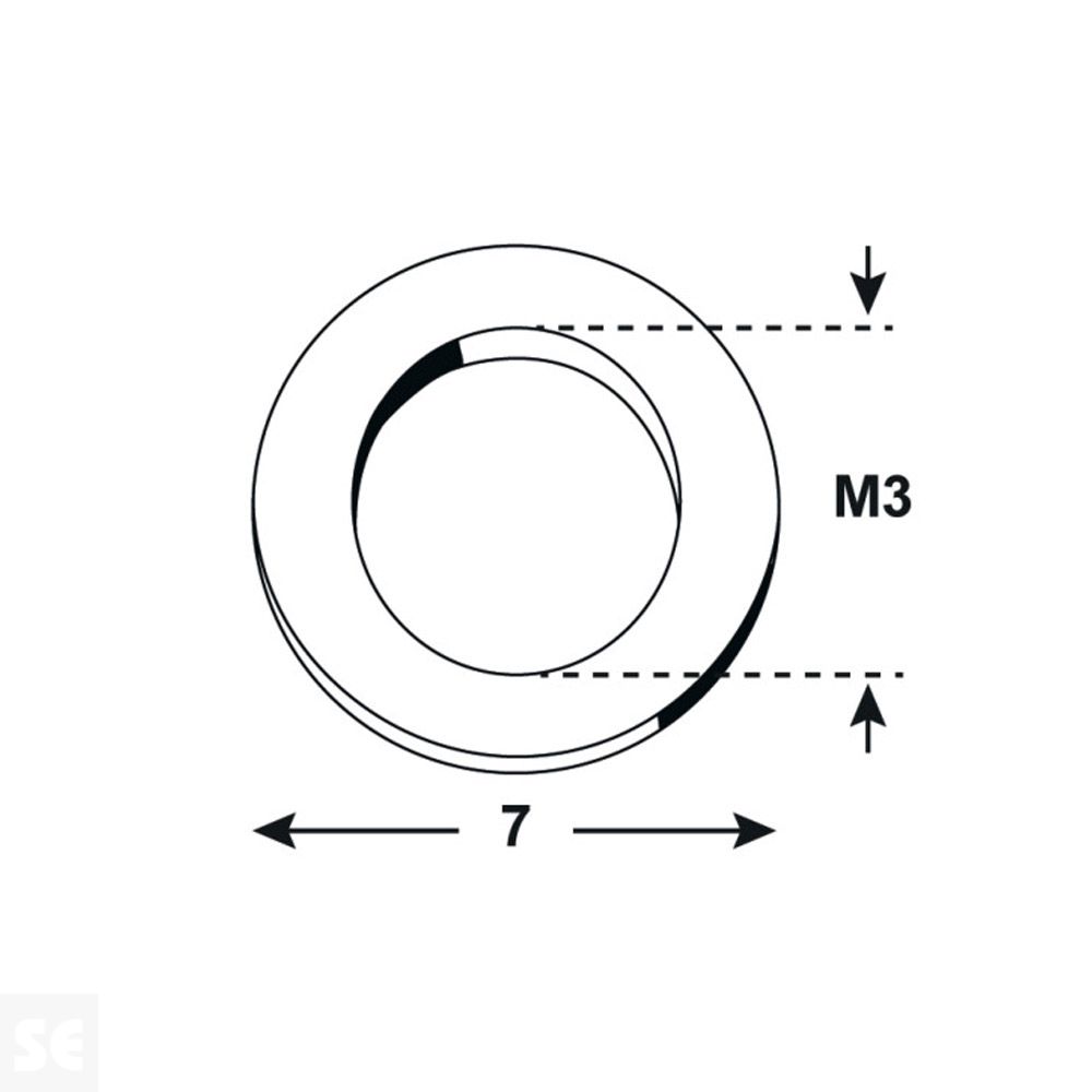 Arandela Cincada 1253 mm M3x7 Vz 7090 (100 uds.)