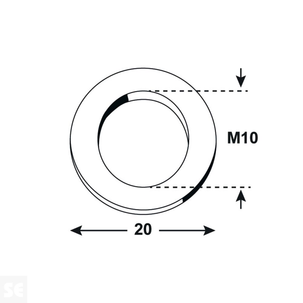 Arandela Inoxidable A2 M10x20 mm Iso 7090/Din 125 (10 uds.)