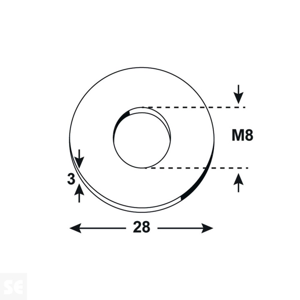 Arandela M8x28 mm A2 Din 7094 (18 uds.)