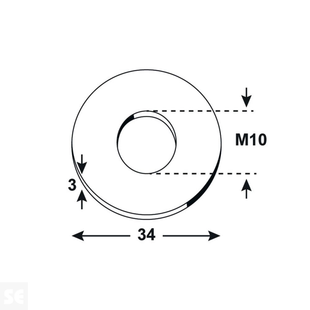 Arandela M10x34 mm A2 Din 7094 (8uds.)