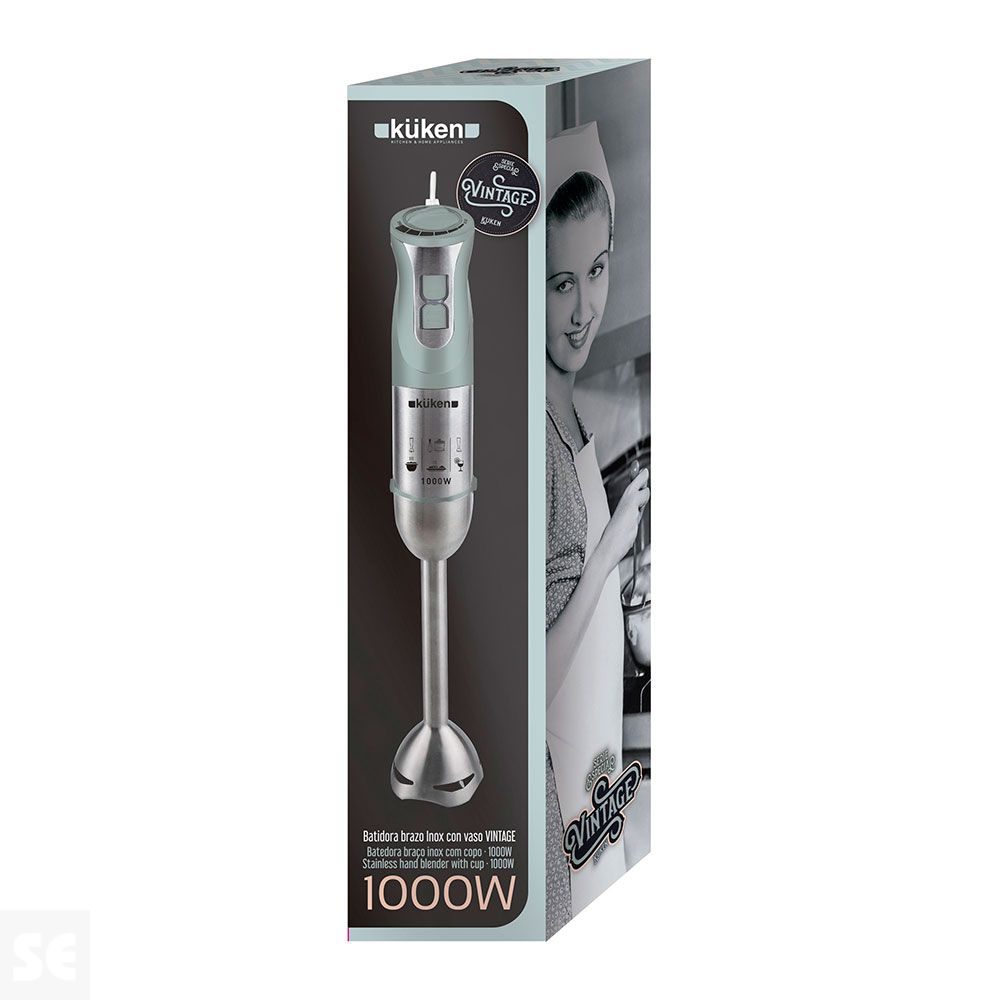 Batidora Brazo Inox con Vaso 1000 w 600 ml