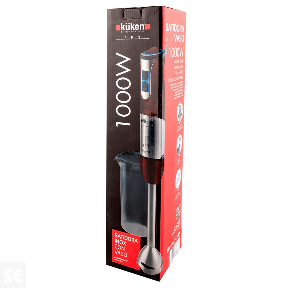 Batidora Brazo Inox con Vaso 1000 w 600 ml