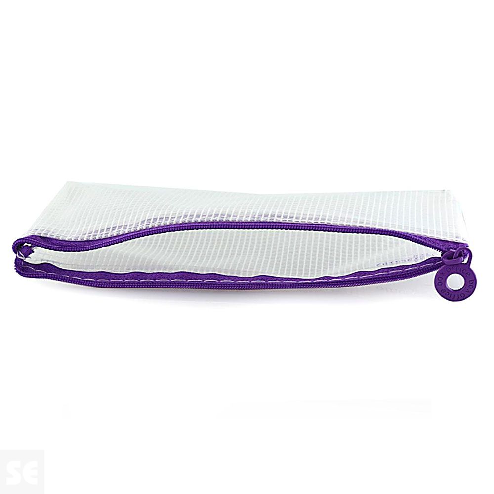 Bolsa Lápices Transparente Cremallera Violeta 