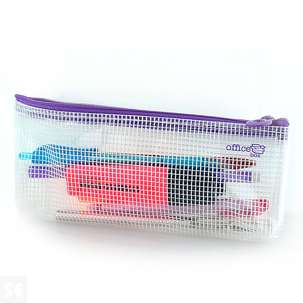 Bolsa Lápices Transparente Cremallera Violeta 