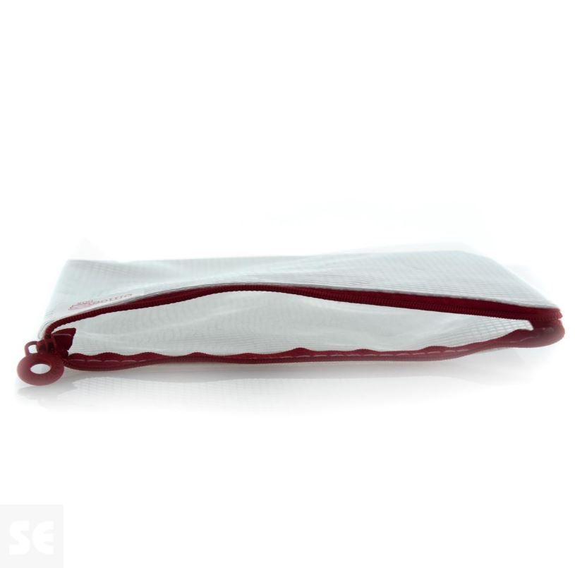 Bolsa Multiuso Transparente Cremallera Roja