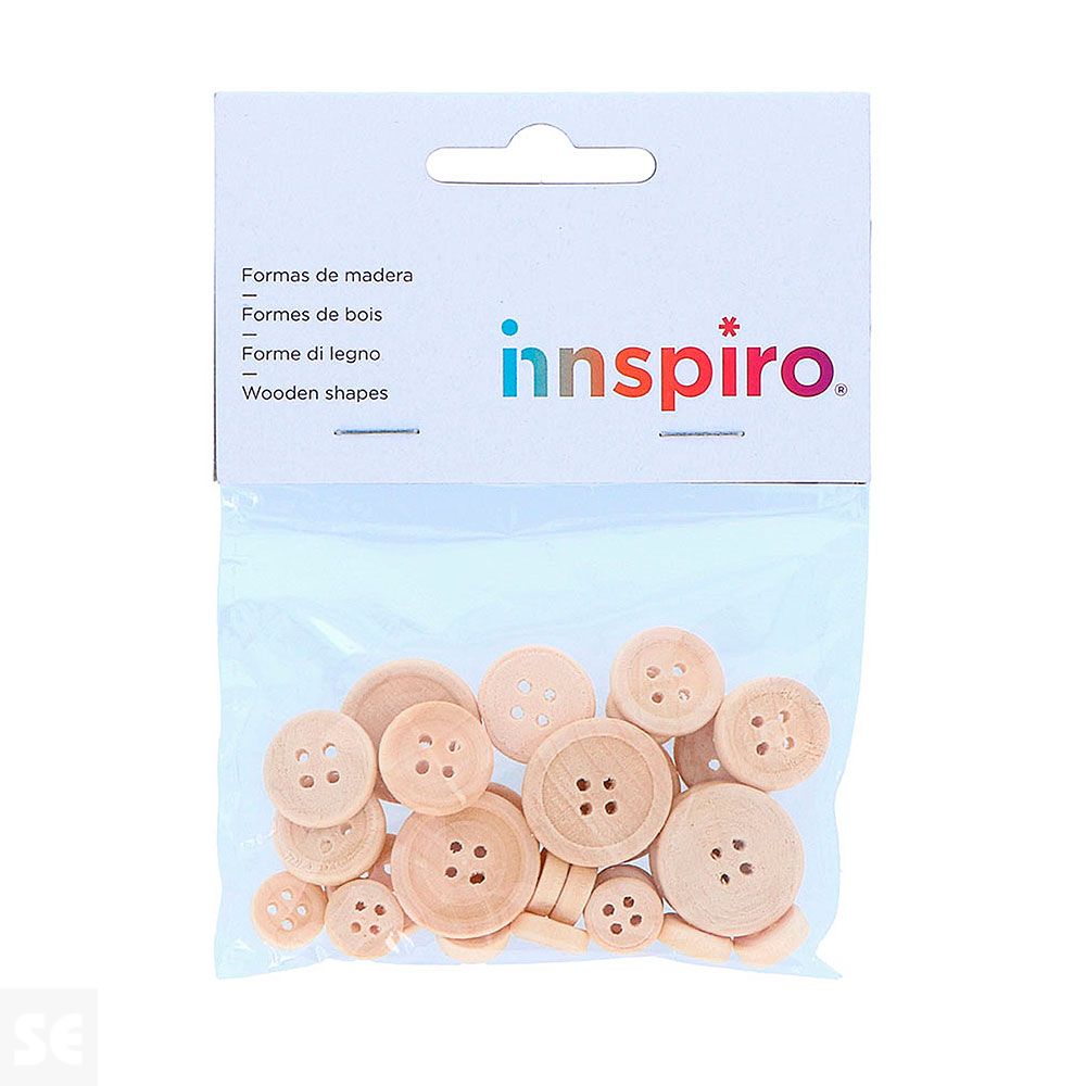 Botones de Madera Natural Surtidas 30u. 99741