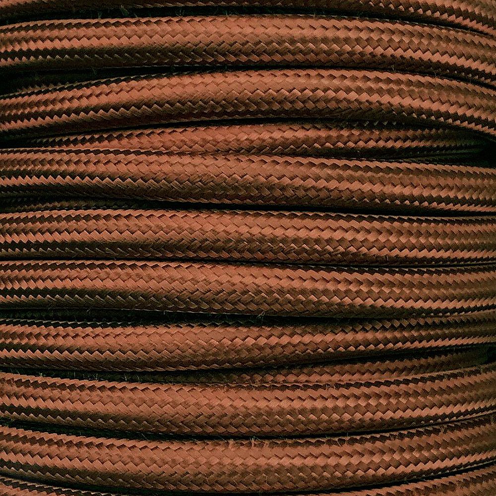 Cable Decorativo Textil 2x0,75 Marrón Sintético Rollo de 25m