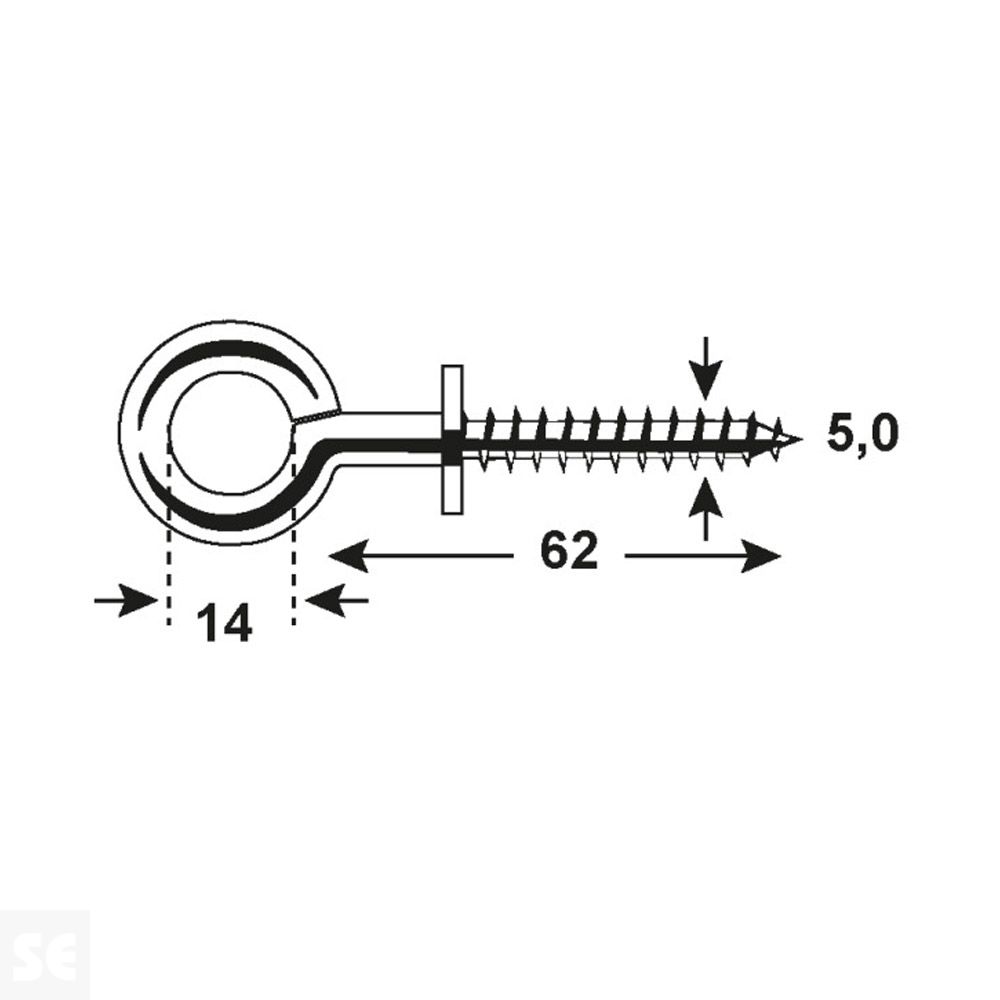 Cáncamos Cincados 75 mm 5,0x62x14 mm Vz M.B. (6 uds.)