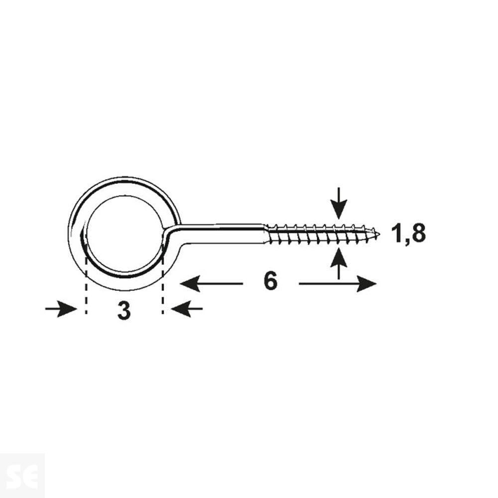 Cáncamos Cincados 1,8x6x3 mm Vz (50 uds.)
