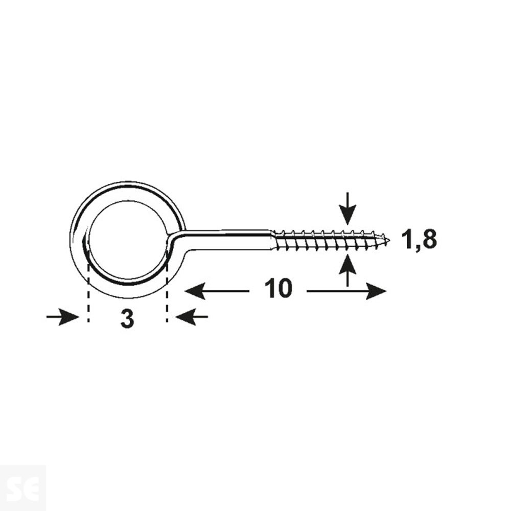 Cáncamos Cincados 1,8x10x3 mm Vz (50 uds.)