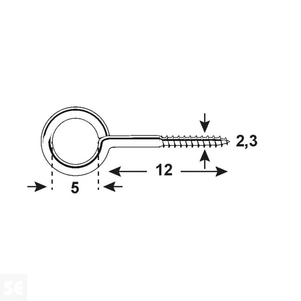 Cáncamos Cincados 2,3x12x5 mm Vz (50 uds.)