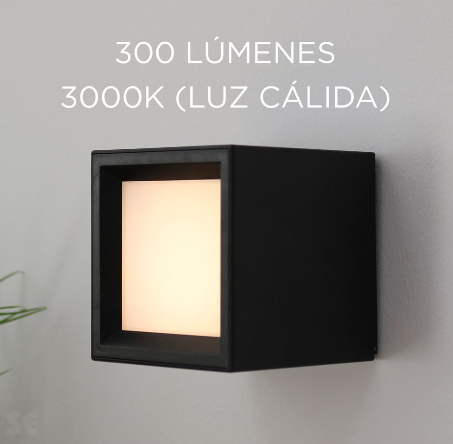 Aplique de Pared Led Box 8 Negro Inalámbrico