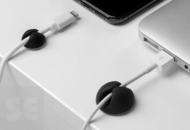 Mini-Clip Adhesivo Blanco-Negro Fijación de Cables 12x20x20 mm. (8u.)