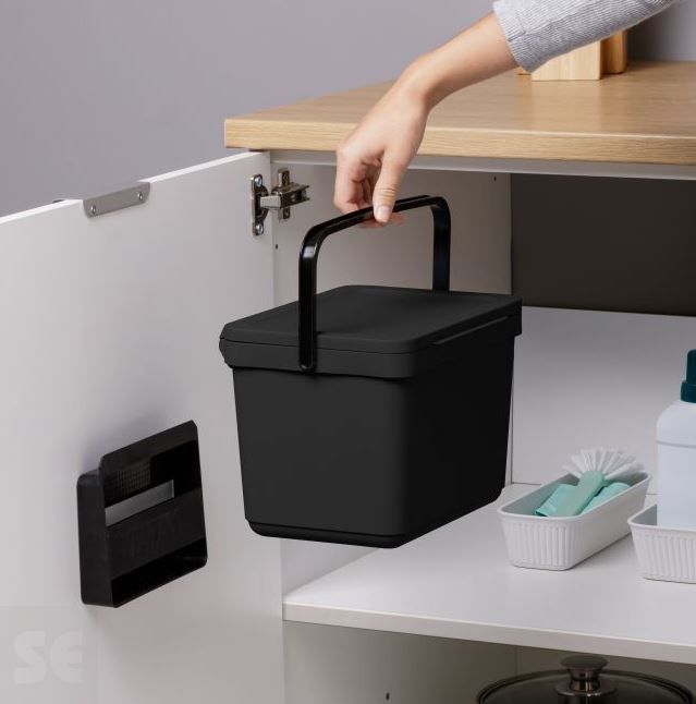 Cubo Orgánico Smart con Sop. Negro 6l