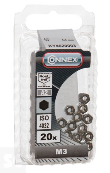 Tuerca hexagonal Acero inoxidable A2 M3 DIN 934 (20u.)