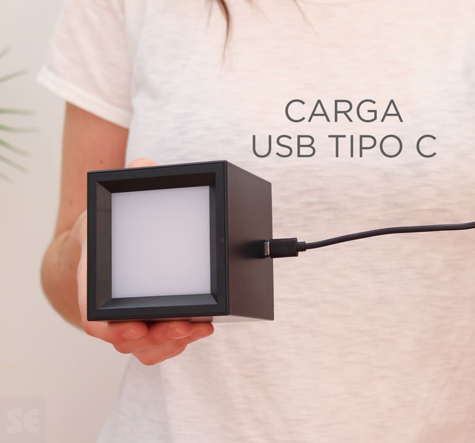 Aplique de Pared Led Box 8 Negro Inalámbrico