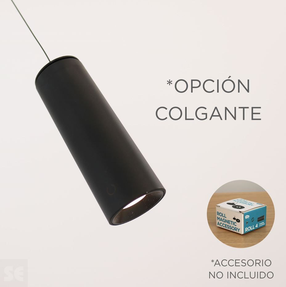 Aplique de Pared Led Roll 4 Negro Inalámbrico