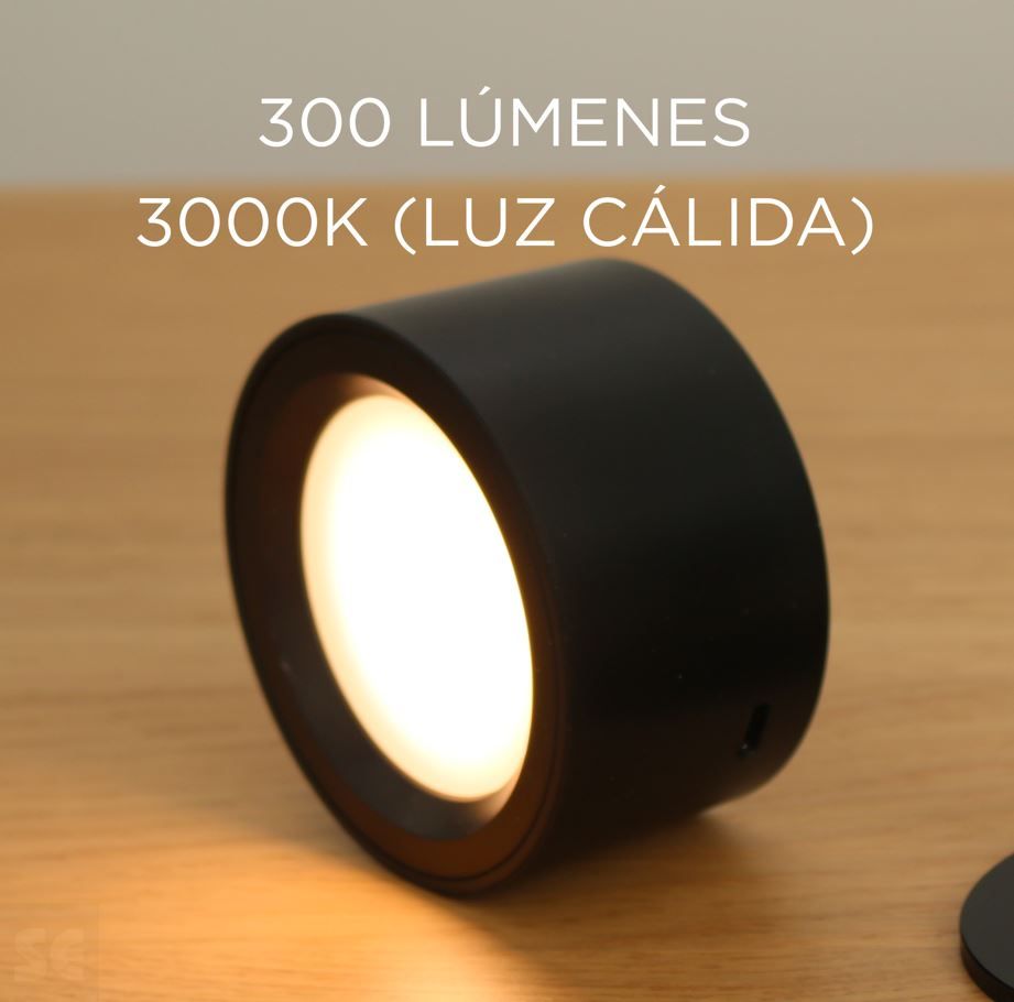 Aplique de Pared Led Roll 8 Negro Batería Recargable