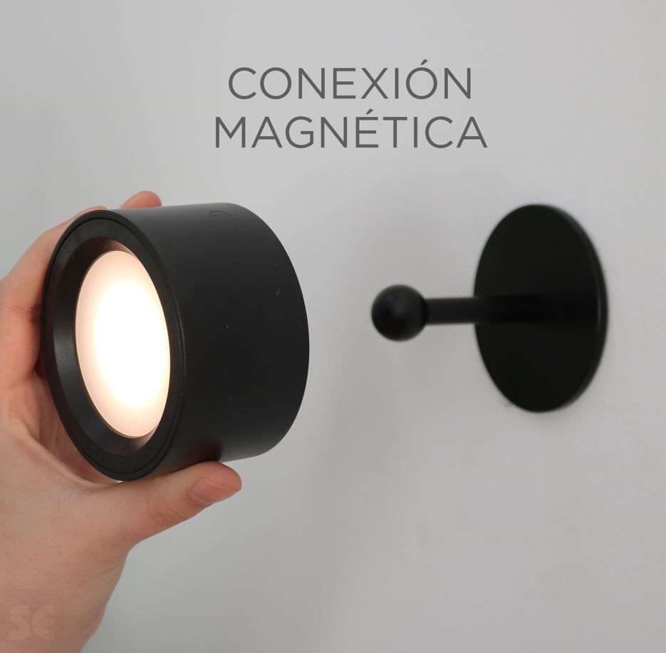 Aplique de Pared Led Roll 8 Negro Batería Recargable