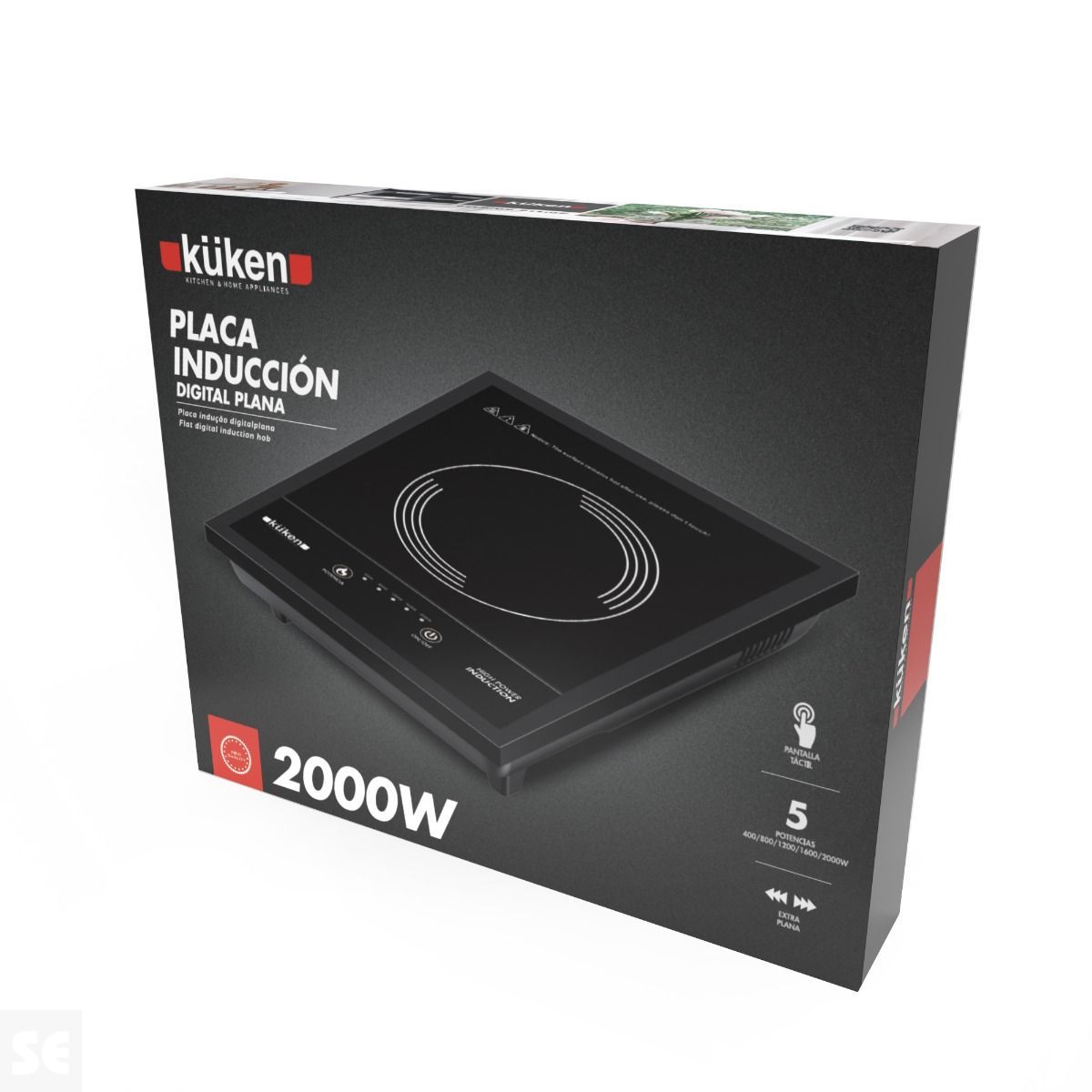 Placa Inducción 2000w-220-240v 5 Potencias Regulables
