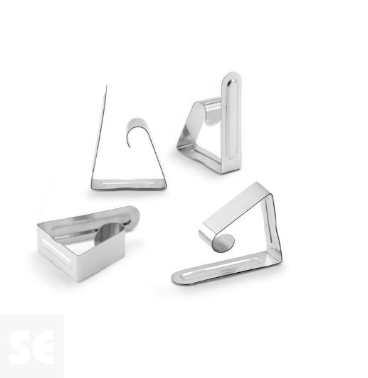 Pinza Sujeta-Mantel Metálica Acero Inoxidable 41x14x55 mm. (4u.)