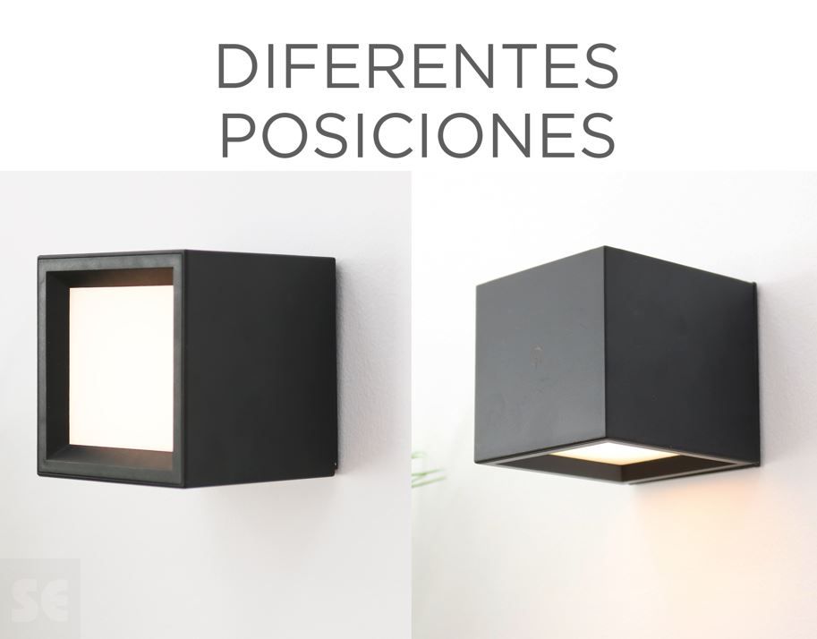 Aplique de Pared Led Box 8 Negro Inalámbrico