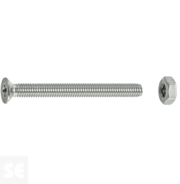 Tornillo Cabeza cónica M3x30mm. A2 Ph Din 7046 (12 piezas)
