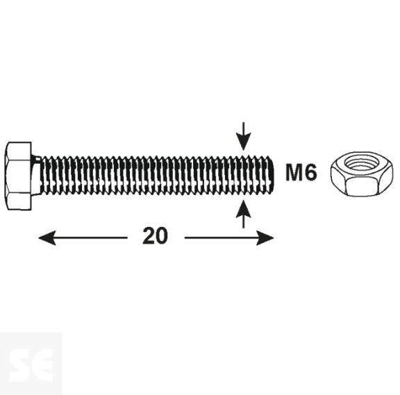 Tornillo Cabeza Hexagonal M6x20mm. Din 933 (30 piezas)